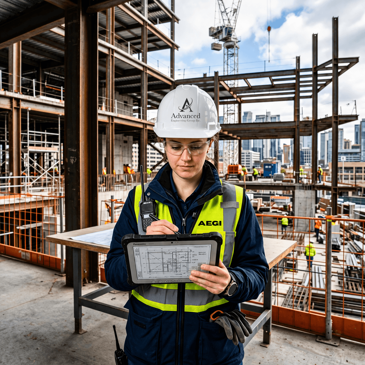 Structural Engineer Reviewing Blueprints